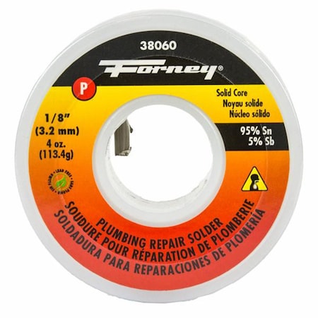 Forney Solder, Lead Free LF, Plumbing Repair, Solid Core, 1/8 in, 4 Ounce 38060